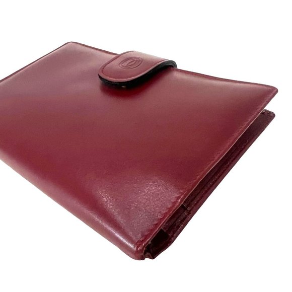 CARTIER: Burgundy, Leather Double C Logo Agenda/Wallet #2449 - Picture 4 of 9